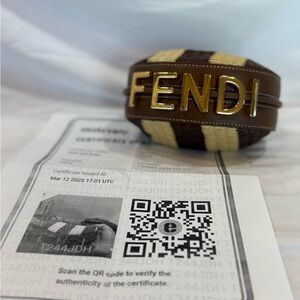 Nano Fendi Fendiography 🎀 Raffia/Leather Wristlet